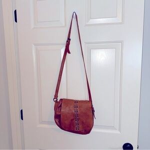 Vilenca - Tan (light brown) Crossbody Bag with Stud Accents
